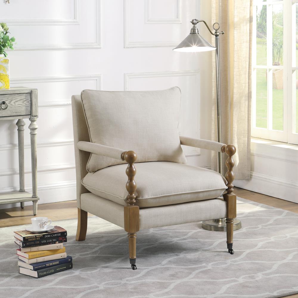 Monaghan - Monaghan Upholstered Accent Chair with Casters Beige