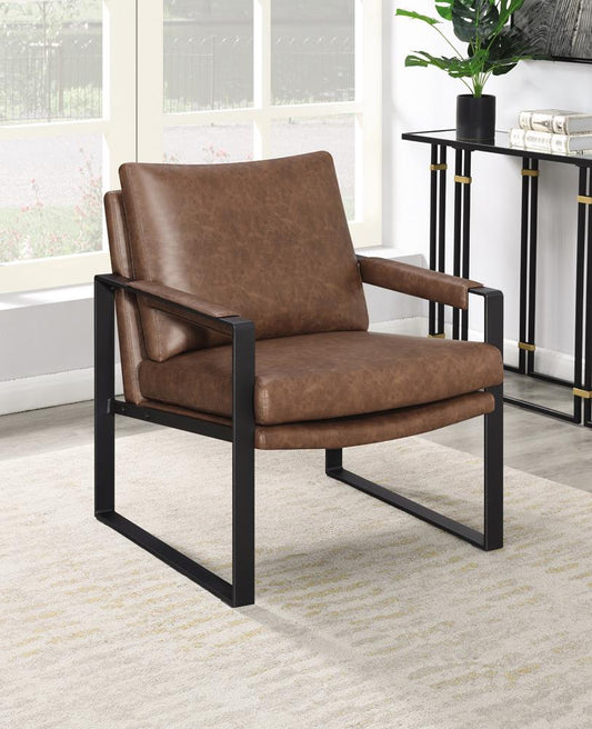Rosalind - Rosalind Upholstered Accent Chair with Removable Cushion Umber Brown and Gunmetal
