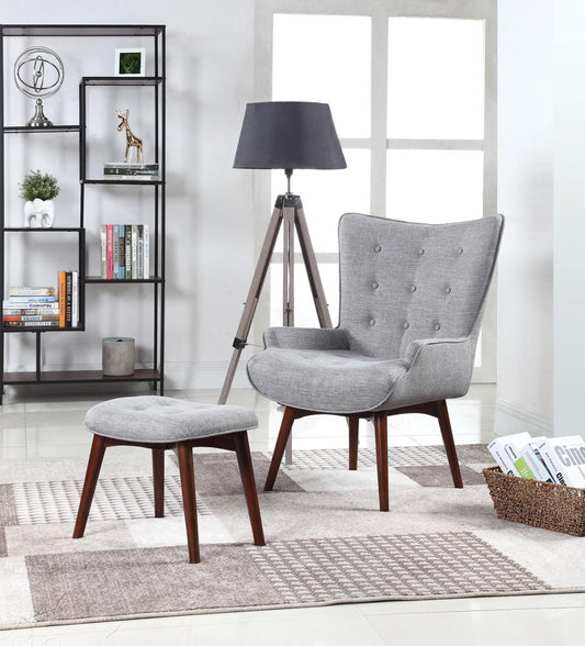Willow - Willow Upholstered Accent Chair with Ottoman Grey and Brown