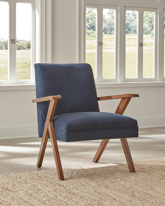 Cheryl - Cheryl Wooden Arms Accent Chair Dark Blue and Walnut