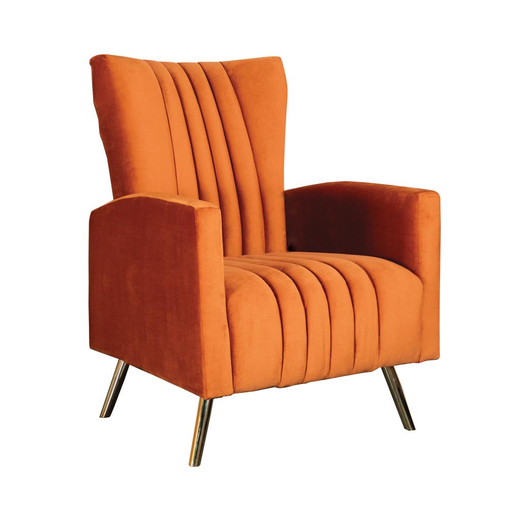 Savannah - Channeled Tufted Upholstered Accent Chair Rust