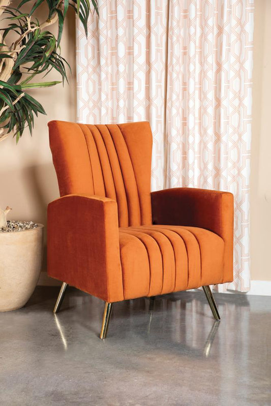 Savannah - Channeled Tufted Upholstered Accent Chair Rust
