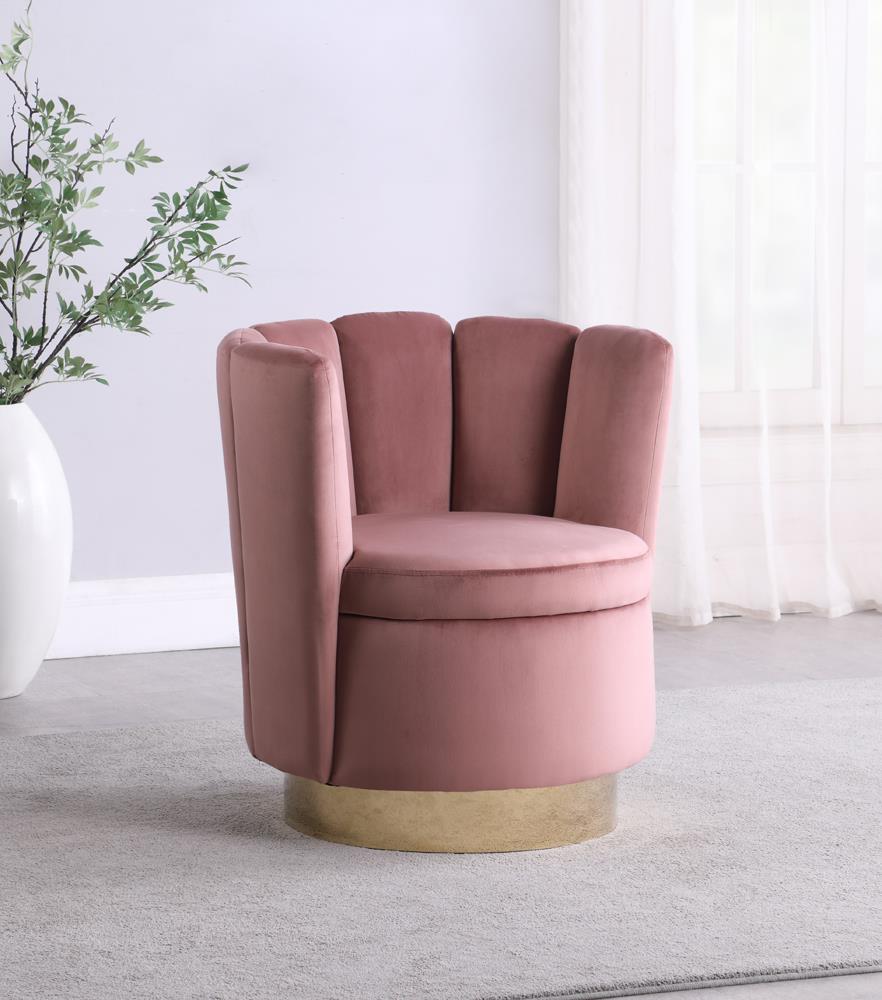 Kimberly - Channeled Tufted Swivel Chair Rose and Gold