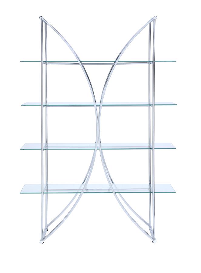 Larson - Larson 4-tier Bookcase Chrome and Clear