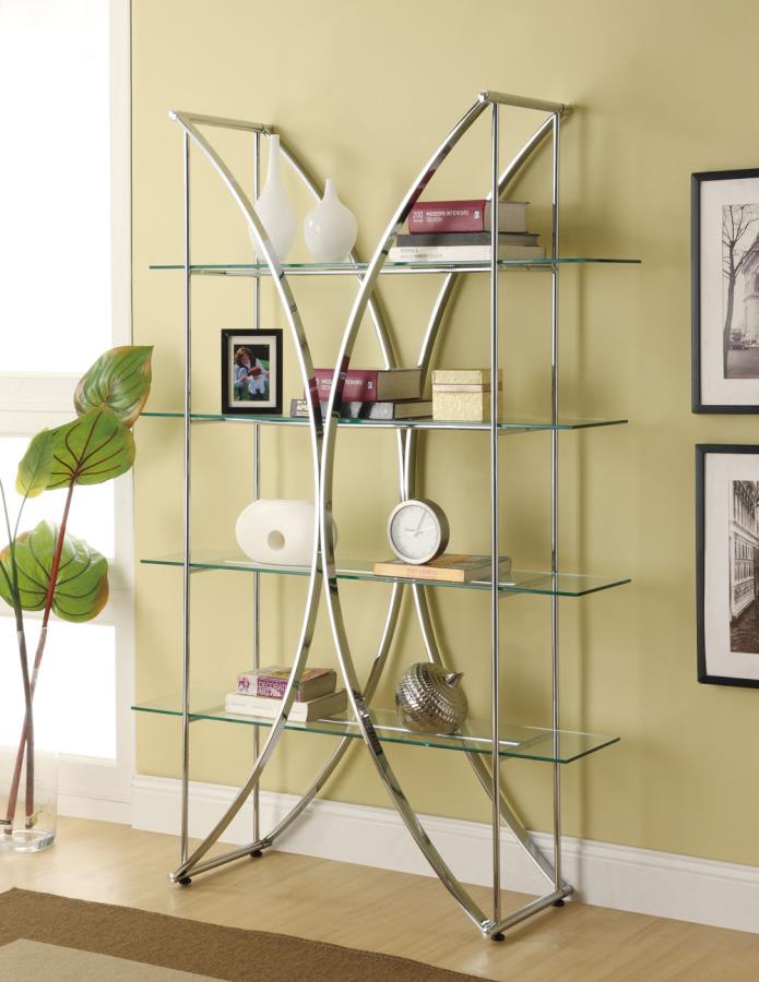 Larson - Larson 4-tier Bookcase Chrome and Clear