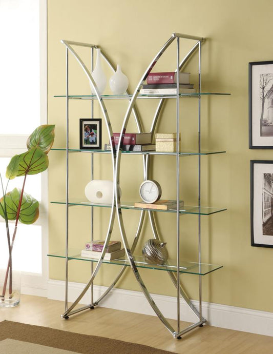 Larson - Larson 4-tier Bookcase Chrome and Clear