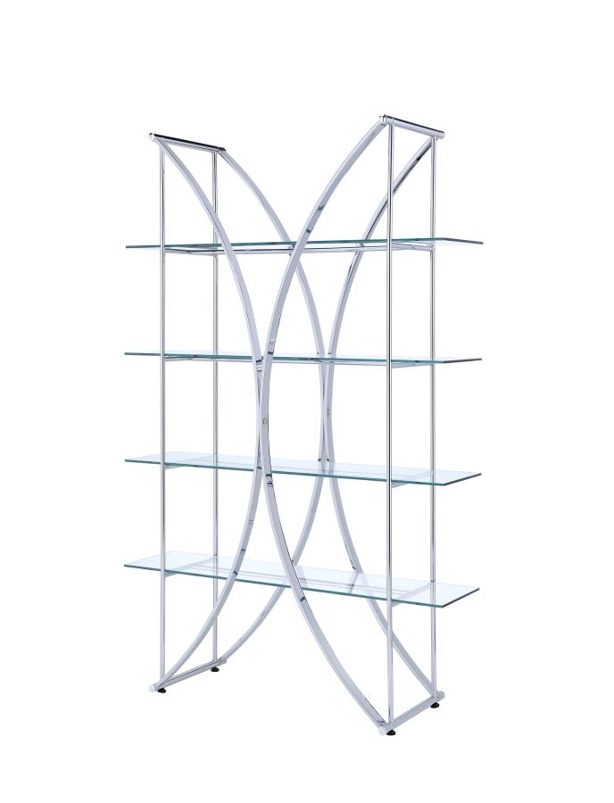 Larson - Larson 4-tier Bookcase Chrome and Clear