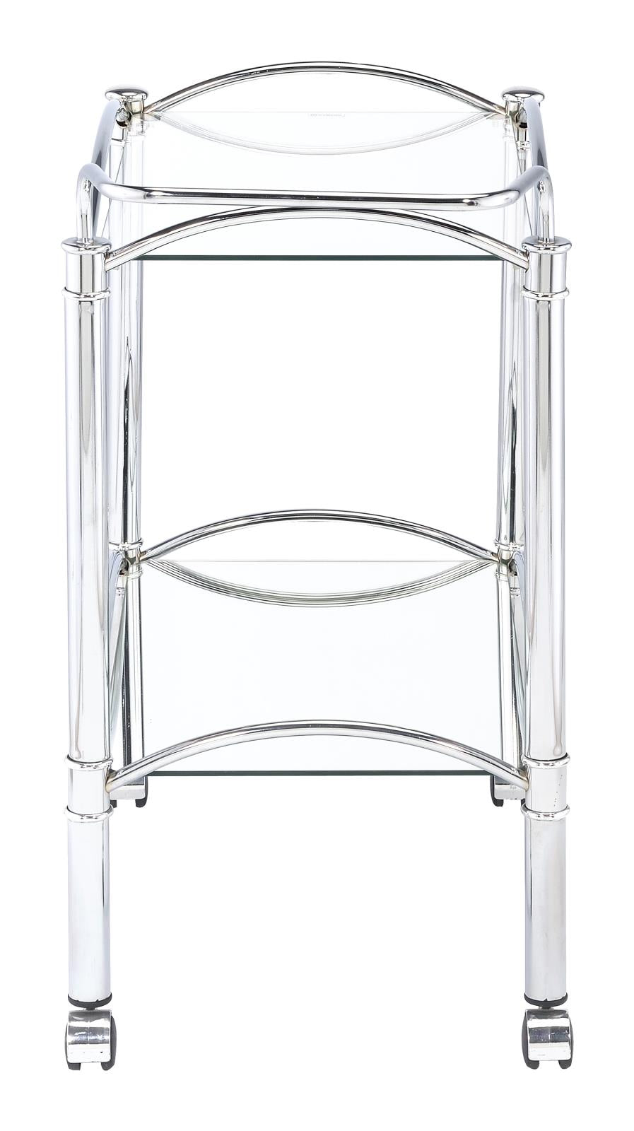 Shadix - Shadix 2-tier Serving Cart with Glass Top Chrome and Clear