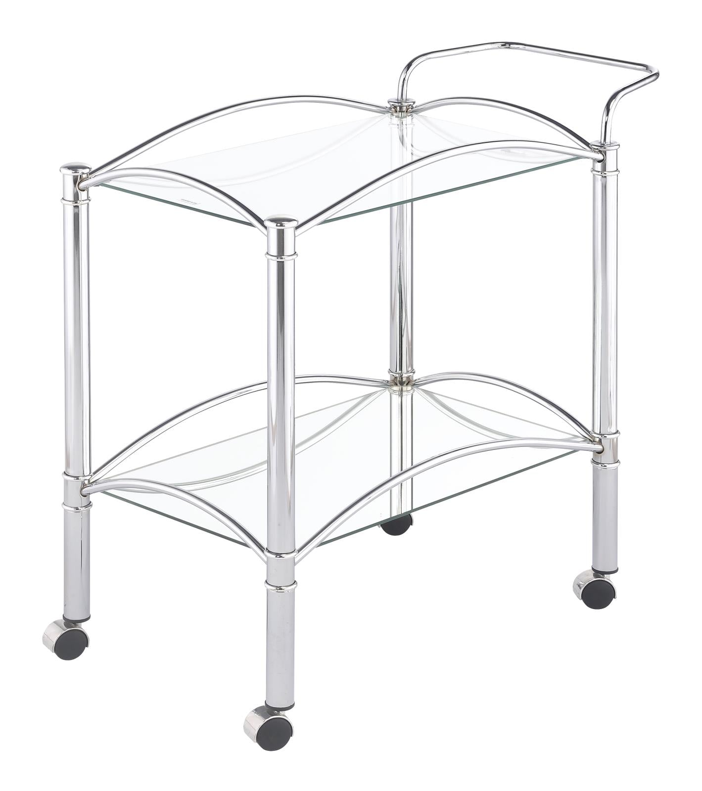 Shadix - Shadix 2-tier Serving Cart with Glass Top Chrome and Clear
