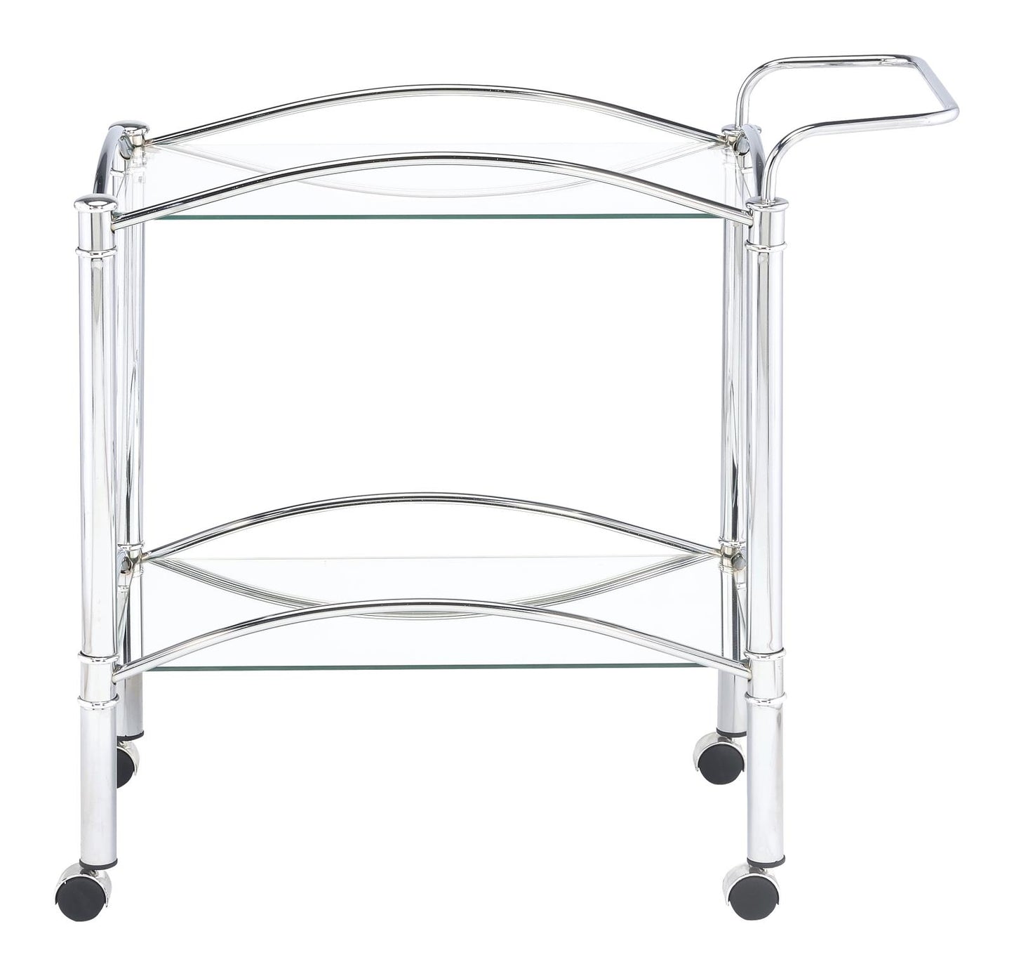 Shadix - Shadix 2-tier Serving Cart with Glass Top Chrome and Clear
