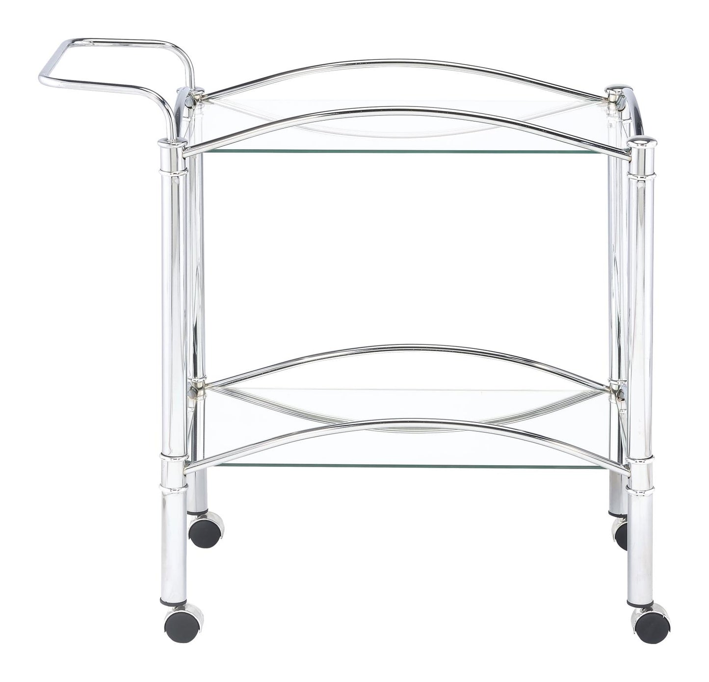Shadix - Shadix 2-tier Serving Cart with Glass Top Chrome and Clear