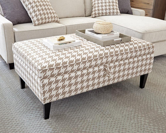 Mcloughlin - McLoughlin Upholstered Storage Ottoman Beige and White