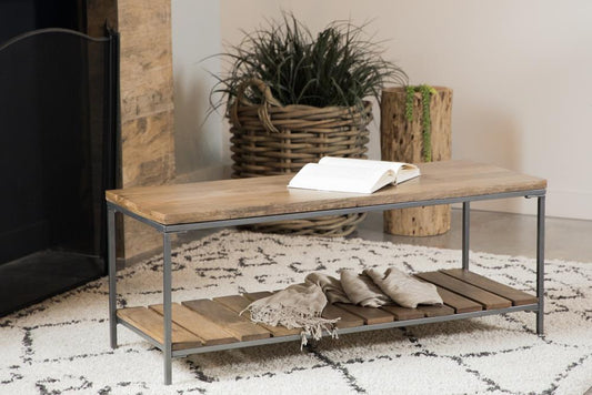 Gerbera - Gerbera Accent Bench with Slat Shelf Natural and Gunmetal