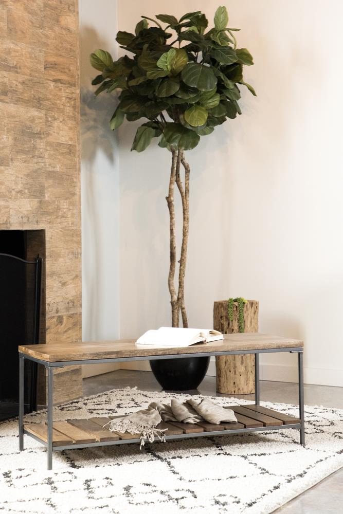 Gerbera - Gerbera Accent Bench with Slat Shelf Natural and Gunmetal