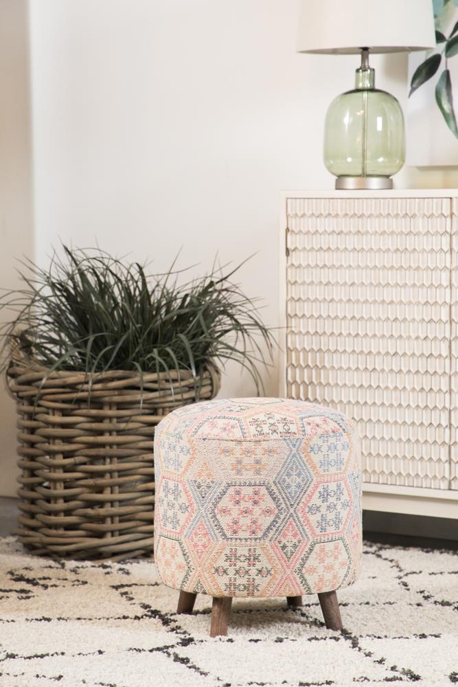 Naomi - Naomi Pattern Round Accent Stool Multi-color