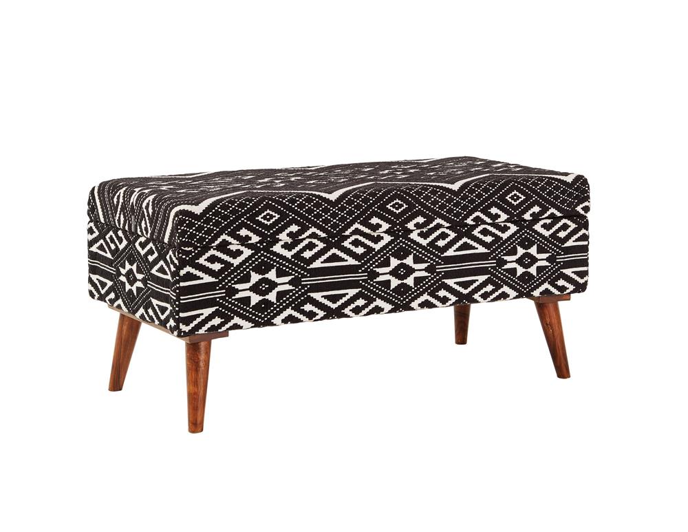 Cababi - Cababi Upholstered Storage Bench Black and White