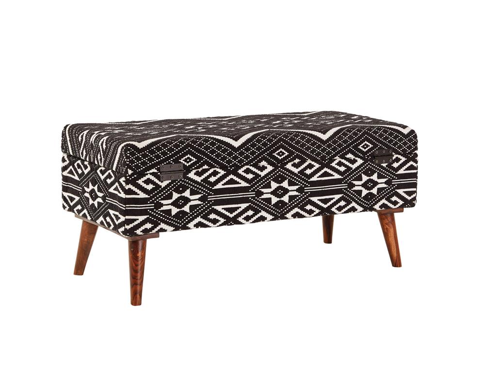 Cababi - Cababi Upholstered Storage Bench Black and White