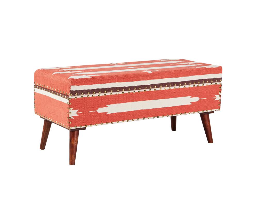 Noah - Noah Upholstered Storage Bench Orange and Beige