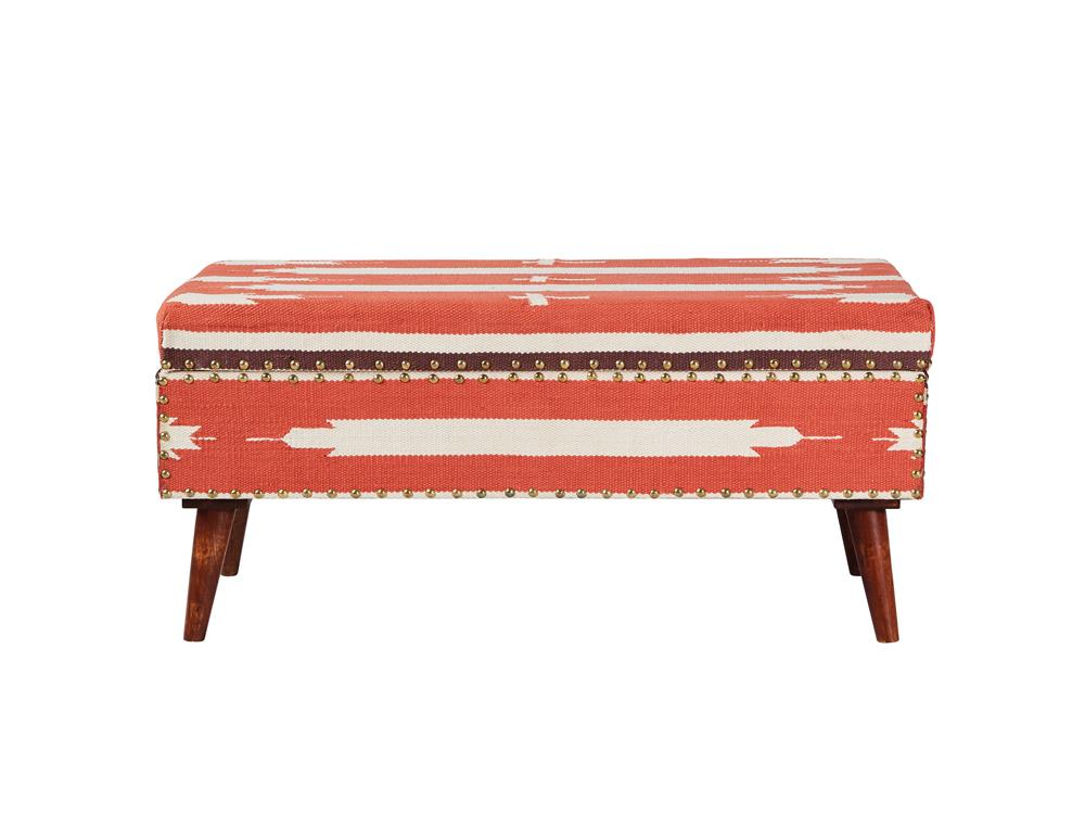 Noah - Noah Upholstered Storage Bench Orange and Beige