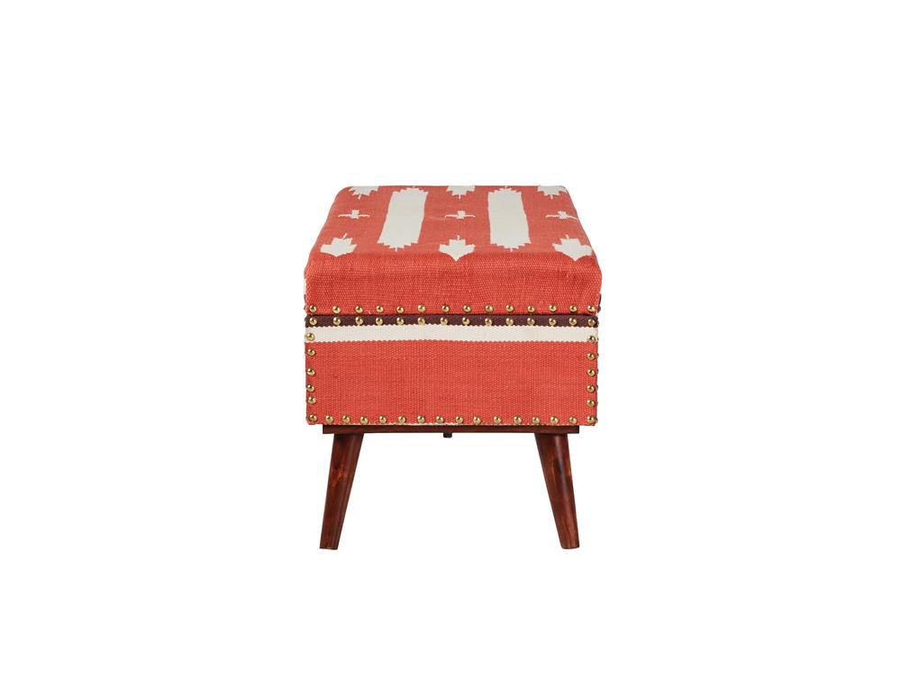 Noah - Noah Upholstered Storage Bench Orange and Beige