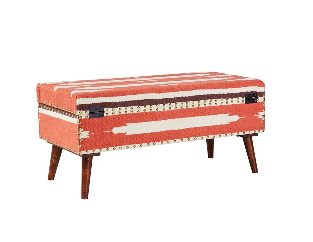 Noah - Noah Upholstered Storage Bench Orange and Beige