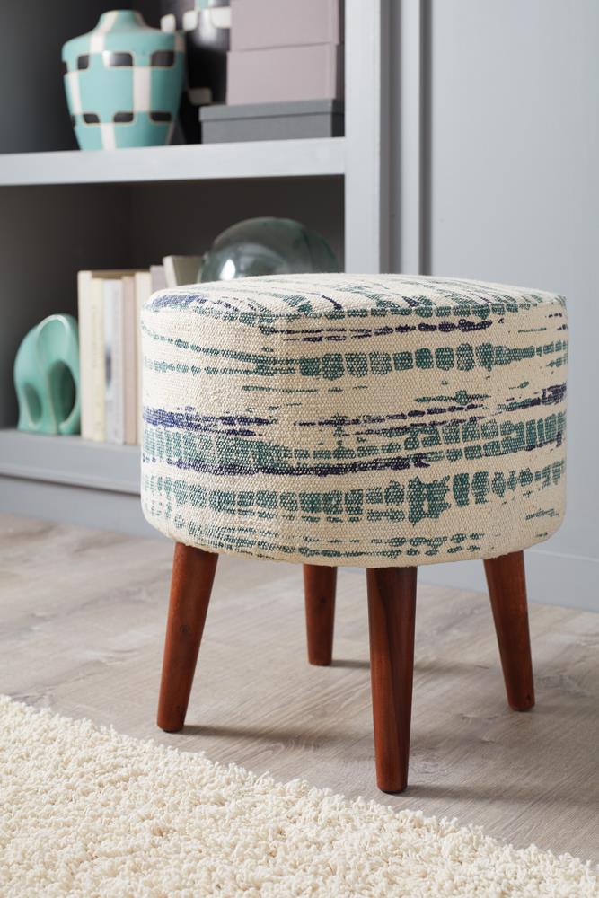 Mason - Mason Round Accent Stool Blue and White