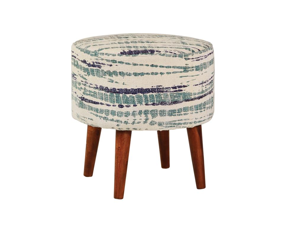 Mason - Mason Round Accent Stool Blue and White