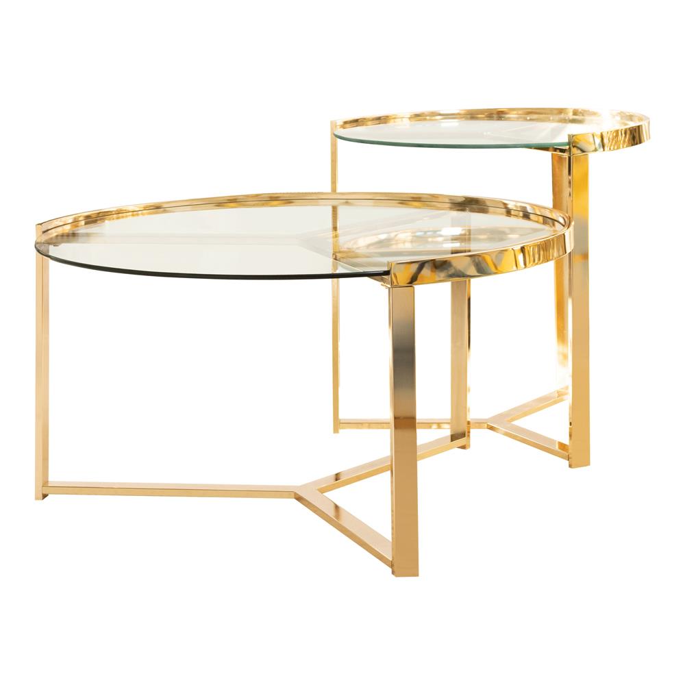 Delia - Delia 2-piece Round Nesting Table Clear and Gold