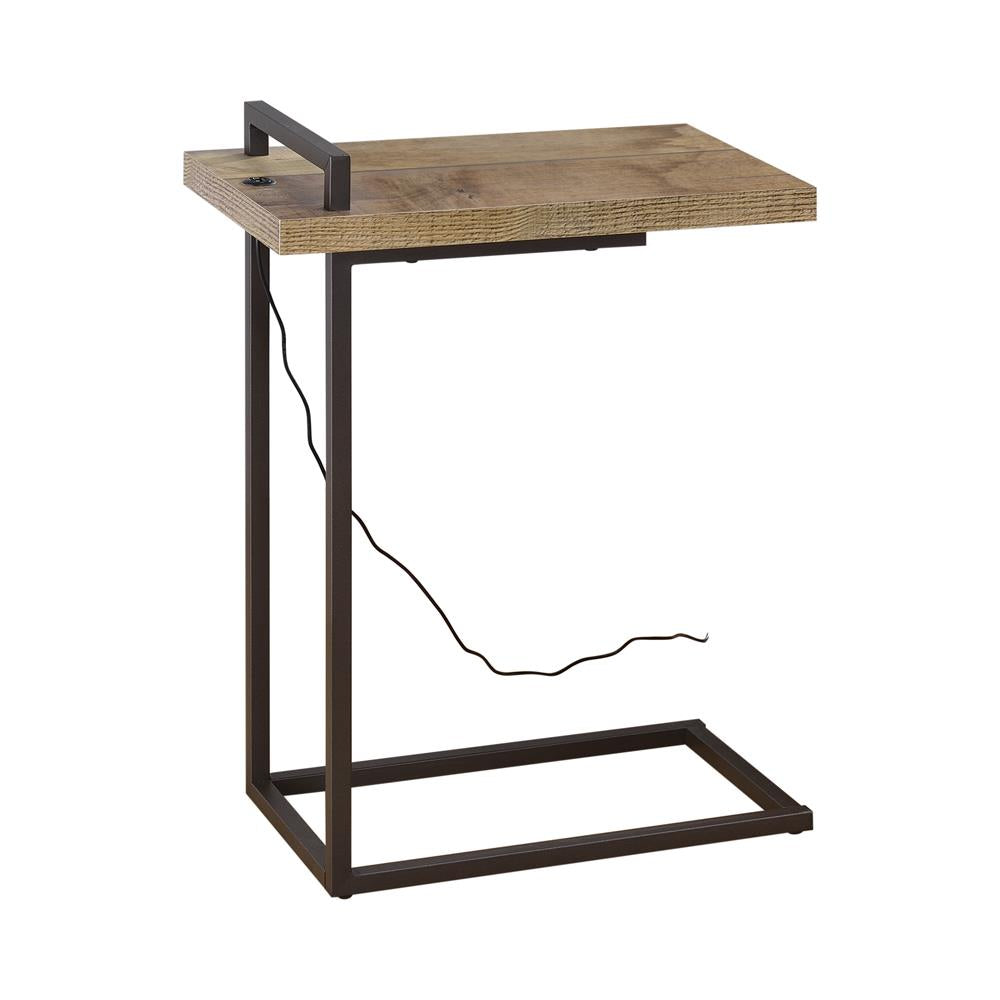 Maxwell - Maxwell Rectangular Top Accent Table with USB Port Weathered Pine