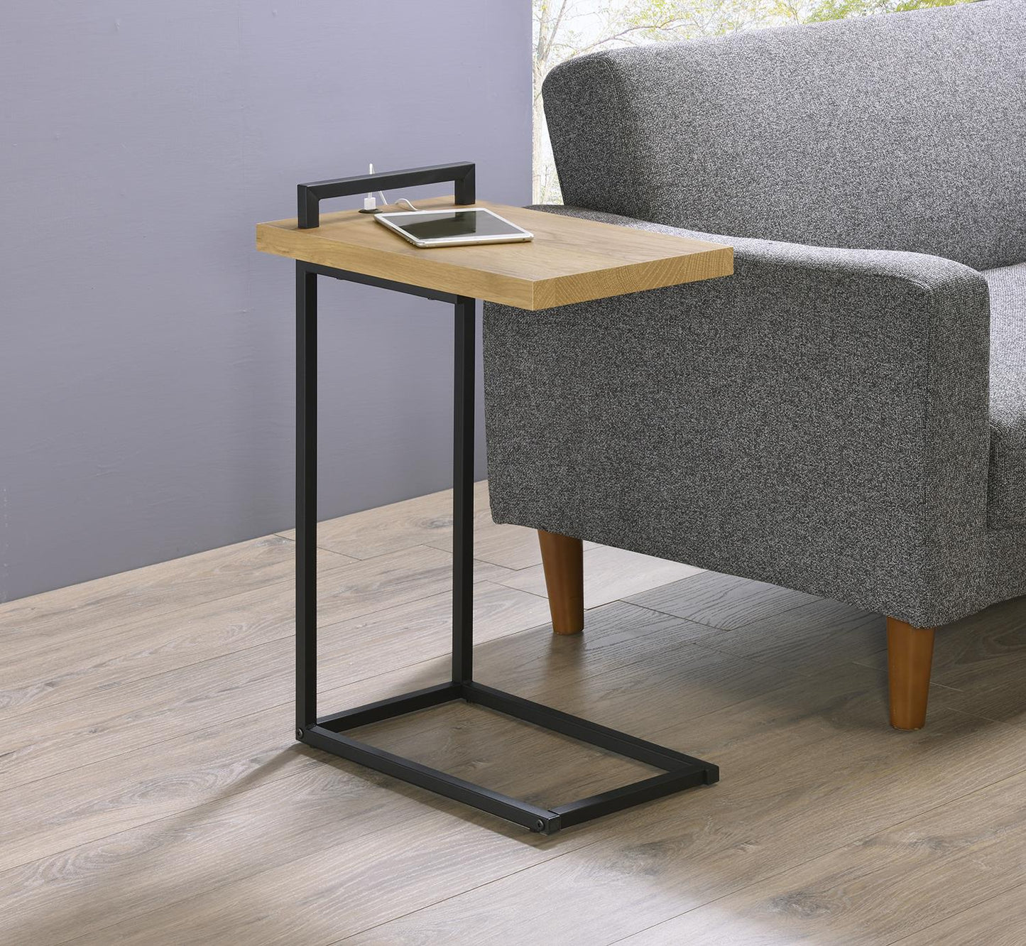 Maxwell - C-shaped Accent Table with USB Charging Port