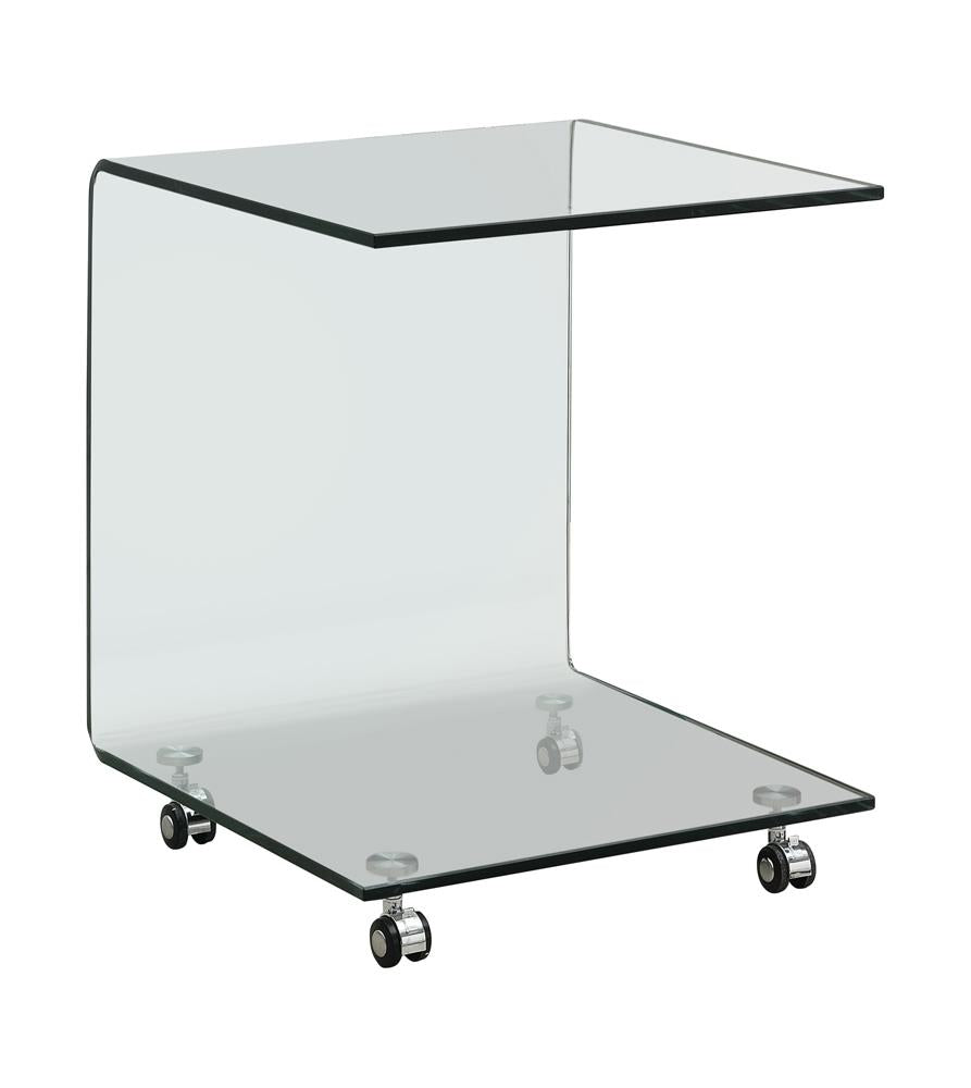 Scaevola - C-shaped Accent Table with Casters Clear