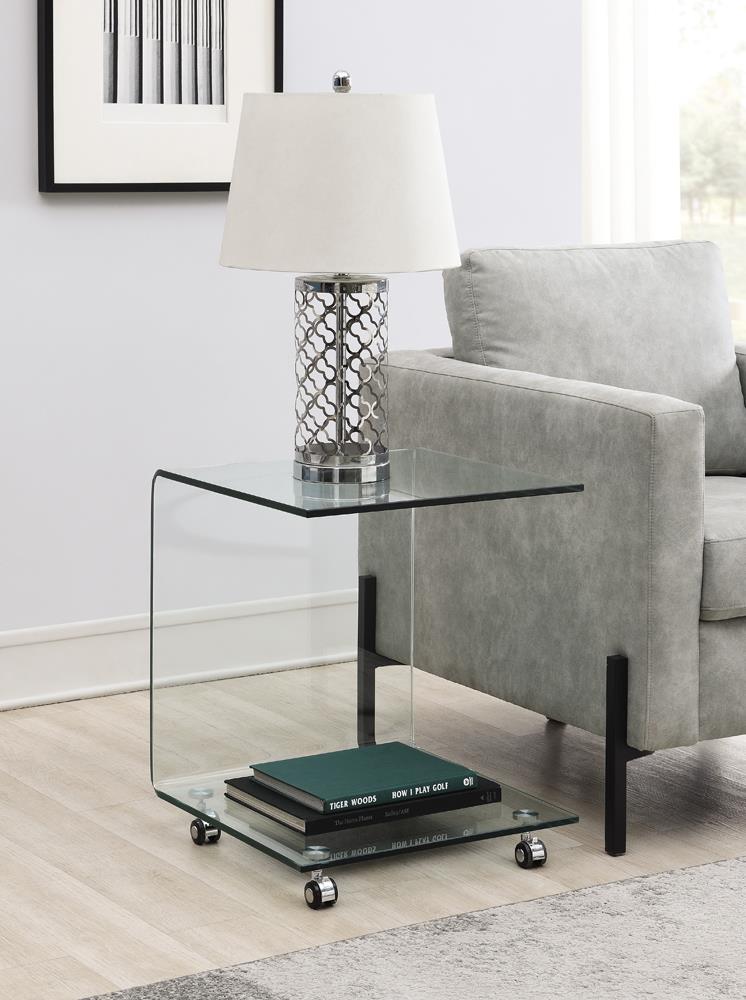 Scaevola - C-shaped Accent Table with Casters Clear