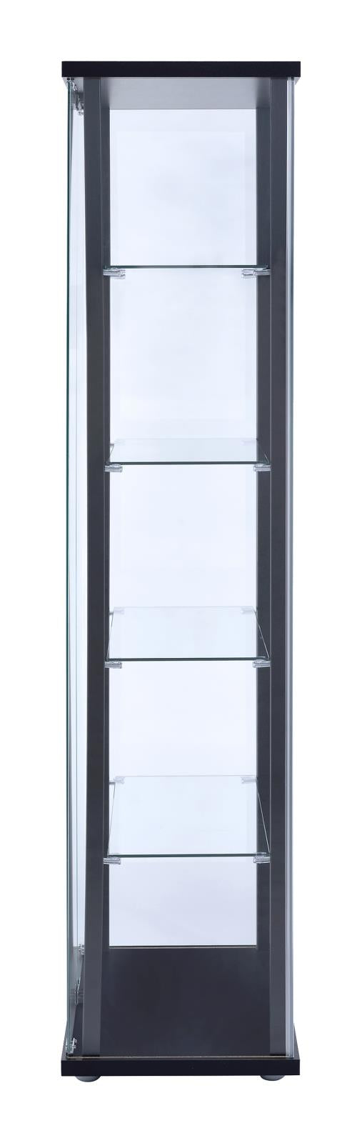 Delphinium - Delphinium 5-shelf Glass Curio Cabinet Black and Clear