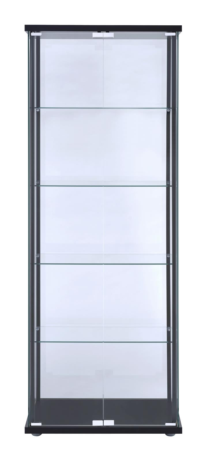 Delphinium - Delphinium 5-shelf Glass Curio Cabinet Black and Clear