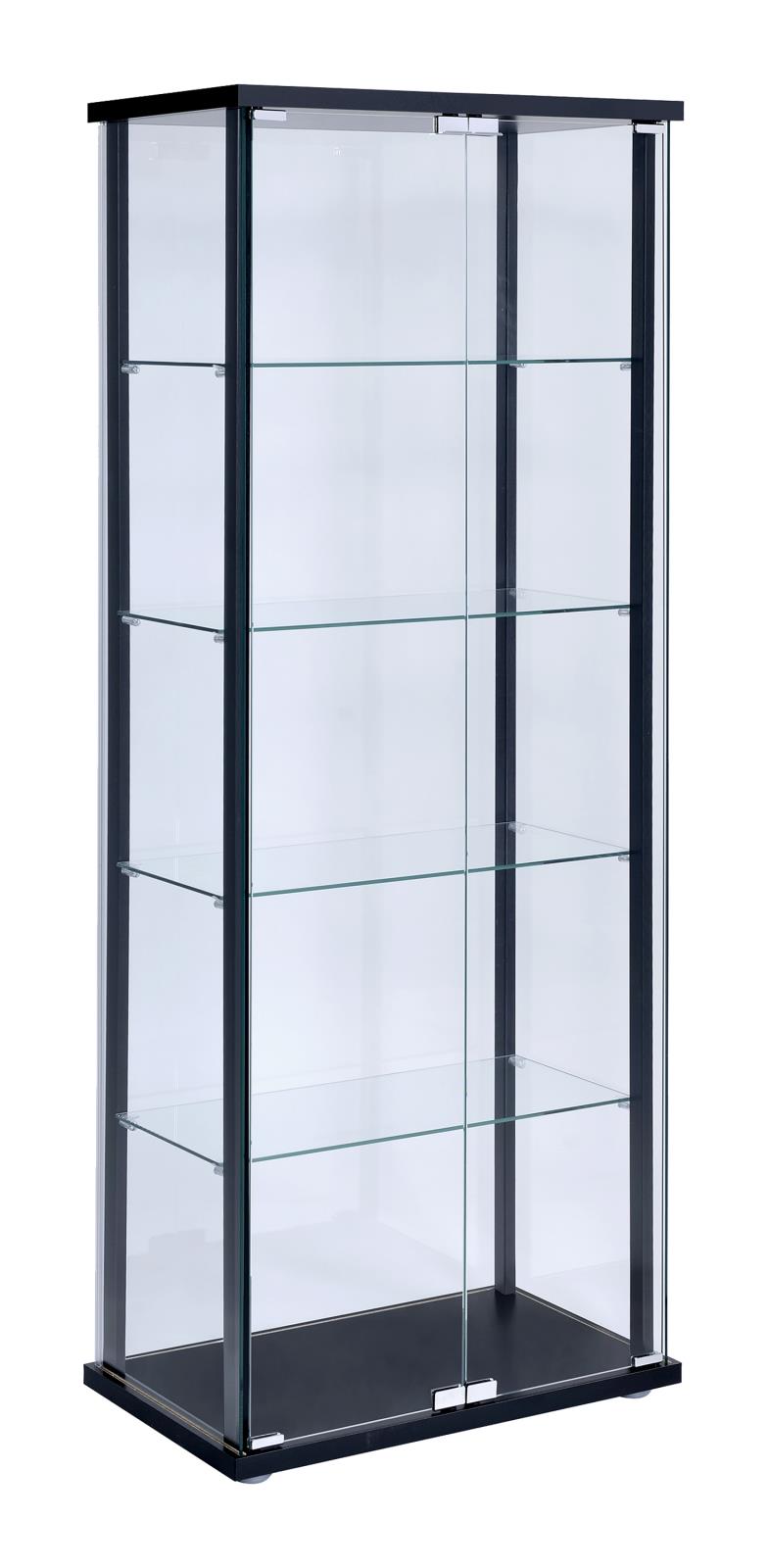 Delphinium - Delphinium 5-shelf Glass Curio Cabinet Black and Clear