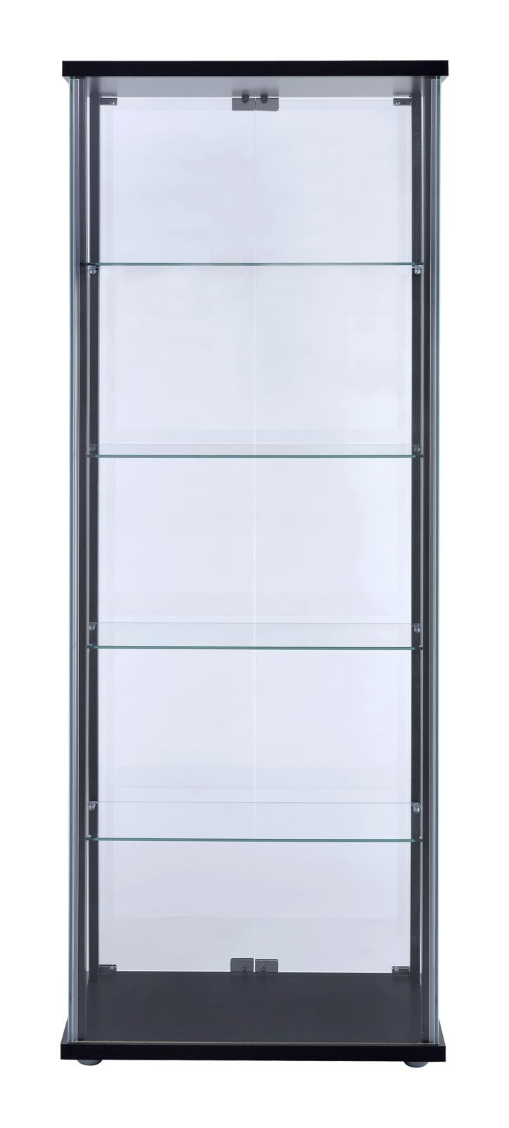 Delphinium - Delphinium 5-shelf Glass Curio Cabinet Black and Clear