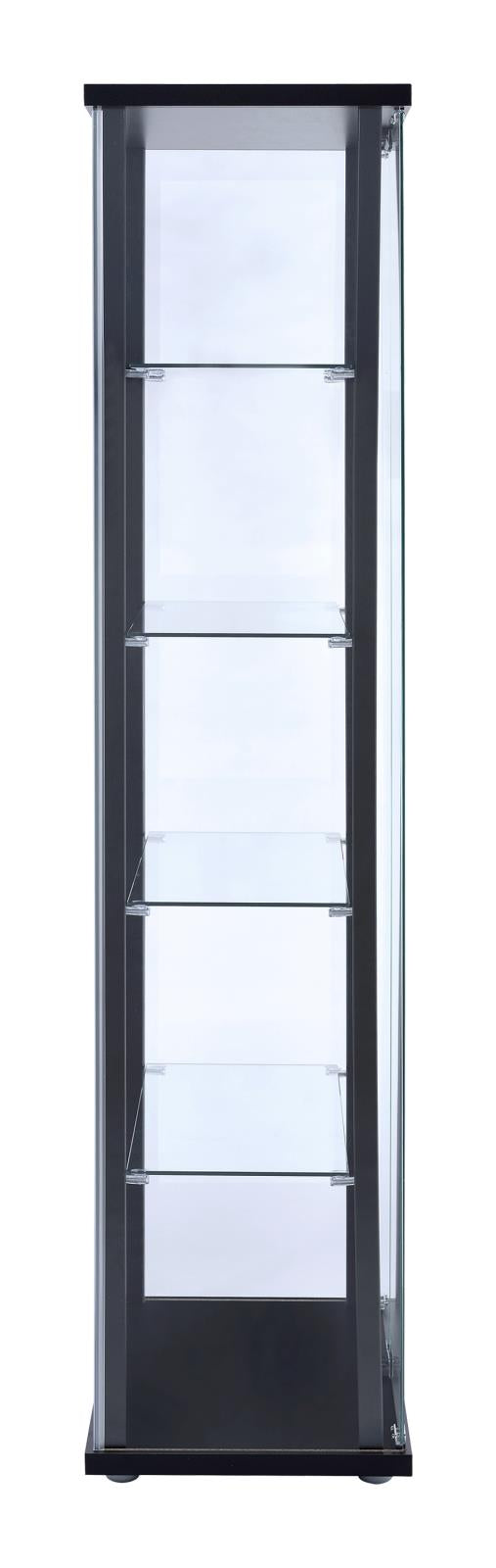 Delphinium - Delphinium 5-shelf Glass Curio Cabinet Black and Clear