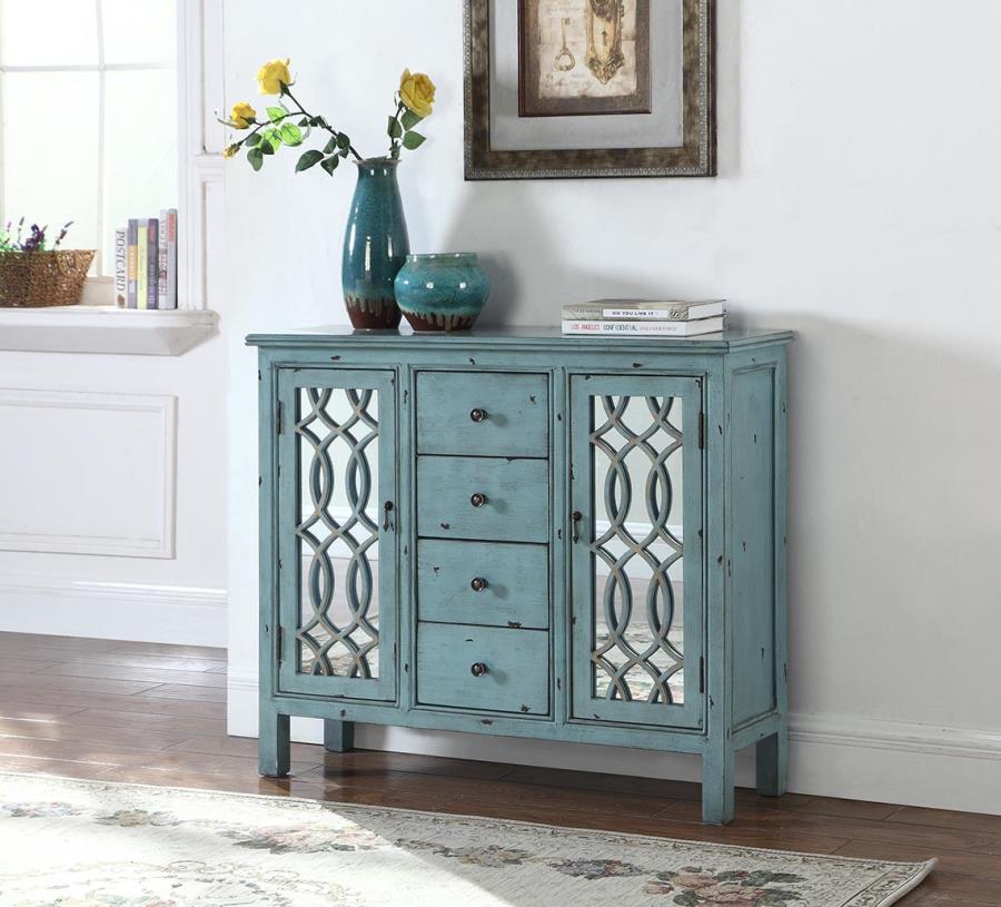 Rue - Rue 4-drawer Accent Cabinet Antique Blue