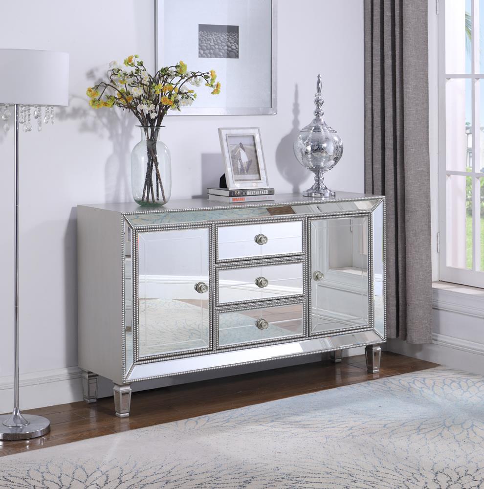 Leticia - Leticia 3-drawer Accent Cabinet Silver