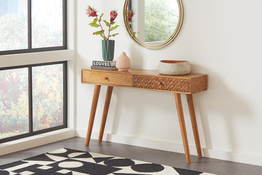 Lotus - Lotus 2-drawer Console Table Natural Brown