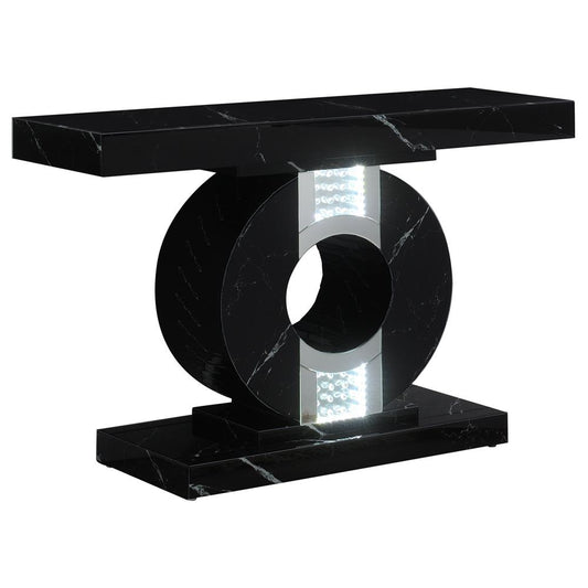 Eliana - Geometric Console Table with LED Lighting Black