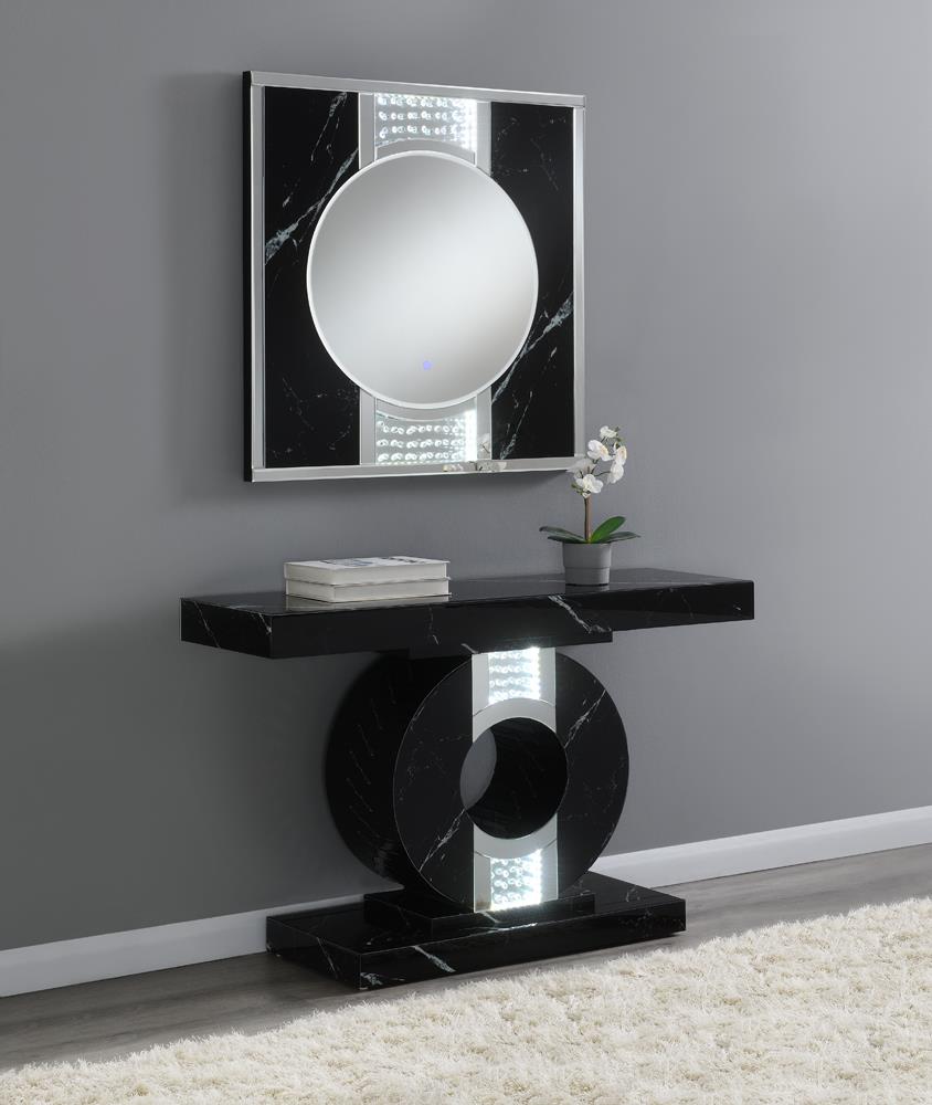 Eliana - Geometric Console Table with LED Lighting Black