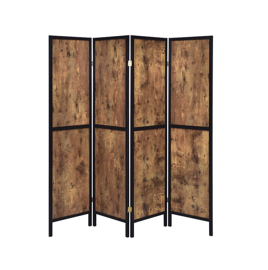 Deepika - Deepika 4-panel Folding Screen Antique Nutmeg and Black