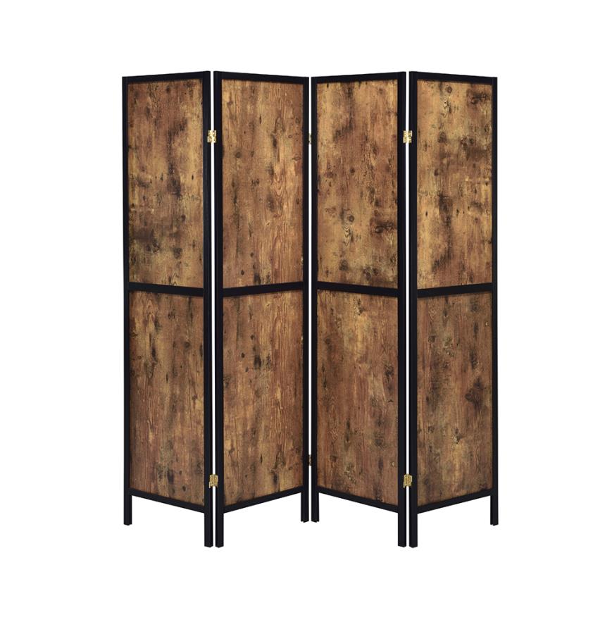 Deepika - Deepika 4-panel Folding Screen Antique Nutmeg and Black