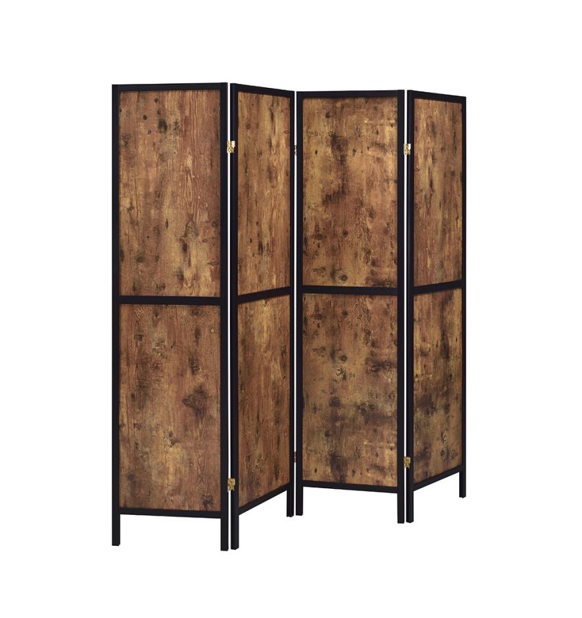 Deepika - Deepika 4-panel Folding Screen Antique Nutmeg and Black