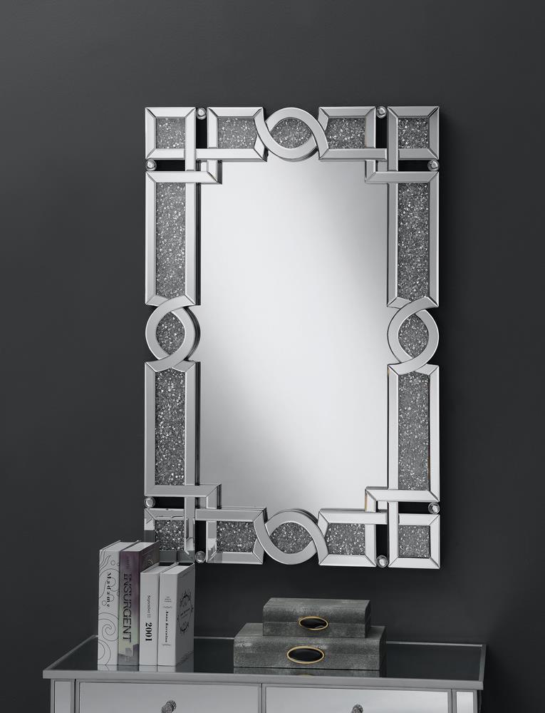 Jackie - Jackie Interlocking Wall Mirror with Iridescent Panels and Beads Silver