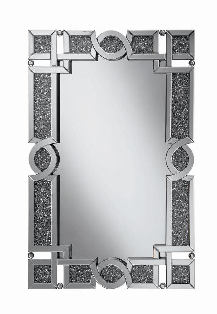 Jackie - Jackie Interlocking Wall Mirror with Iridescent Panels and Beads Silver