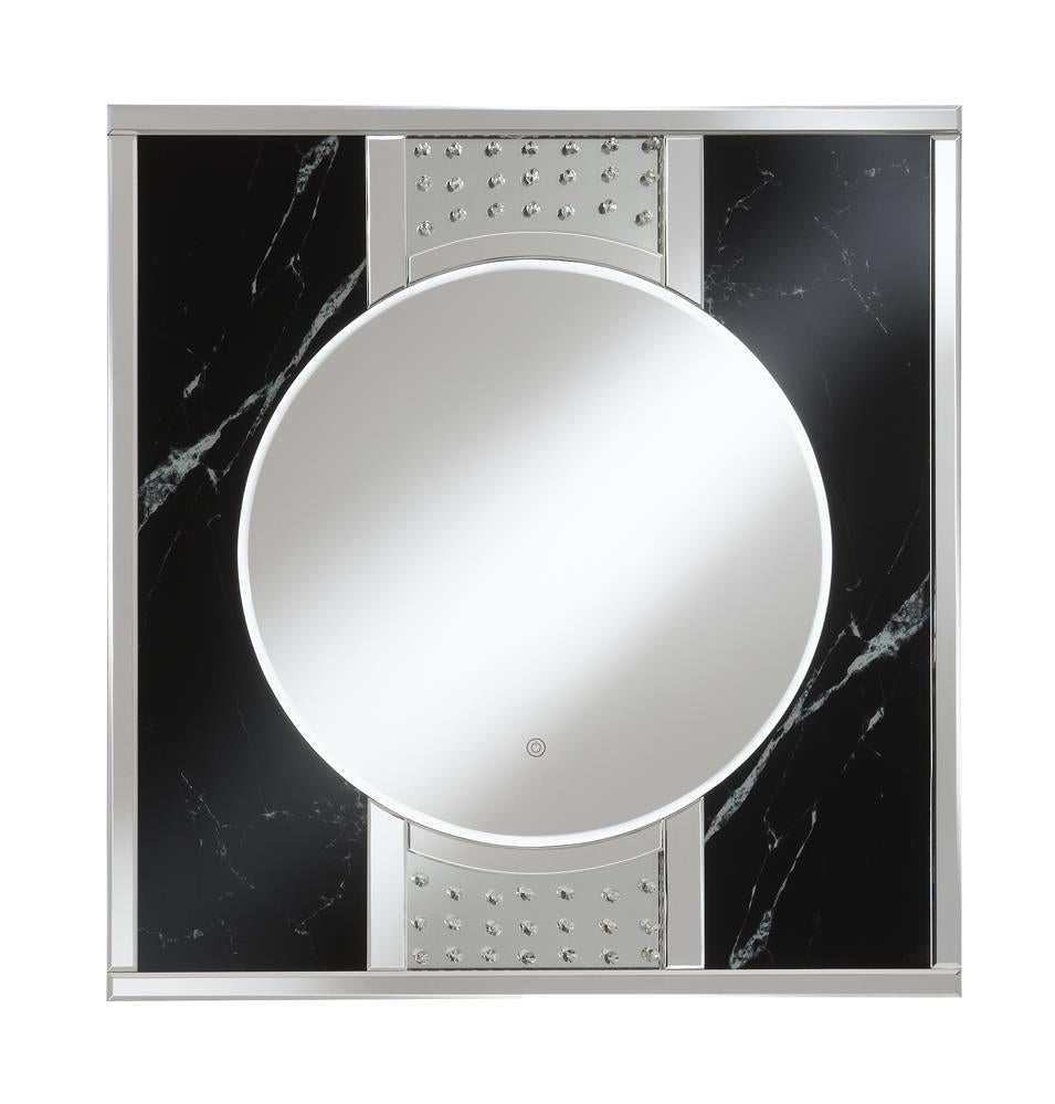 Carter - Carter Square LED Wall Mirror Silver and Black