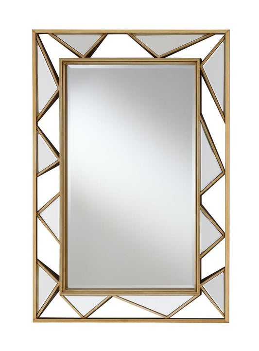 Rhonda - Rhonda Rectangular Geometric Wall Mirror Gold