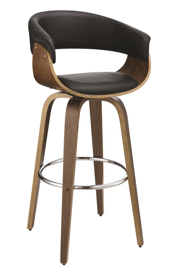 Zion - Zion Upholstered Swivel Bar Stool Walnut and Black
